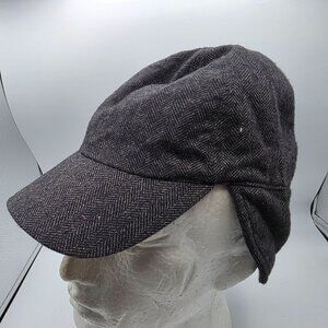 Amicale Pure Camel Hair Mens L/XL Gray Herringbone Cap Hat Outdoors Casual
